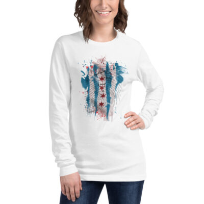 Chicago Flag Watercolor Long Sleeve